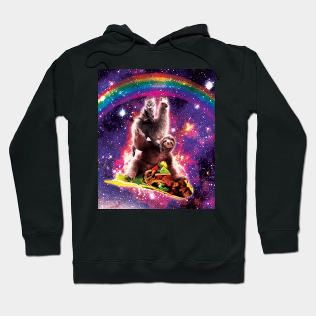 Space Cat Llama Sloth Riding Taco Hoodie by Random Galaxy